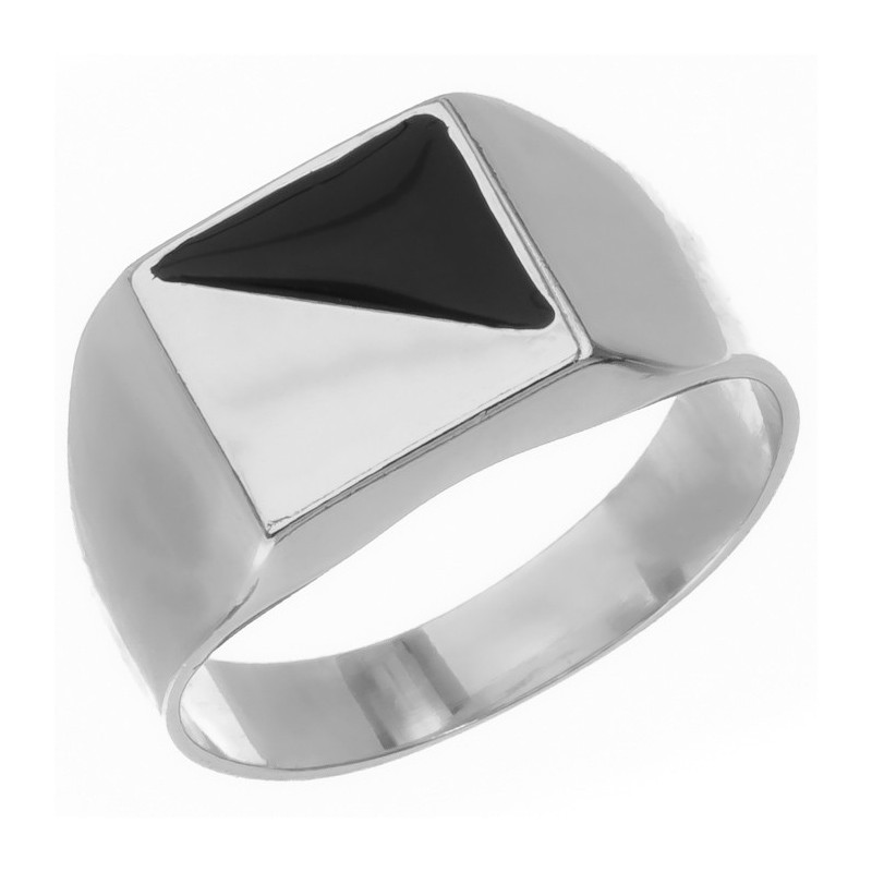 Stříbrný prsten - pečetní, černá glazura