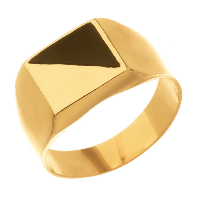 Pozlacený stříbrný prsten - pečetní, černá glazura