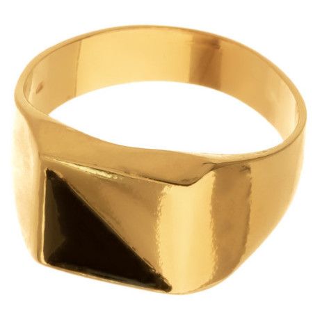 Pozlacený stříbrný prsten - pečetní, černá glazura