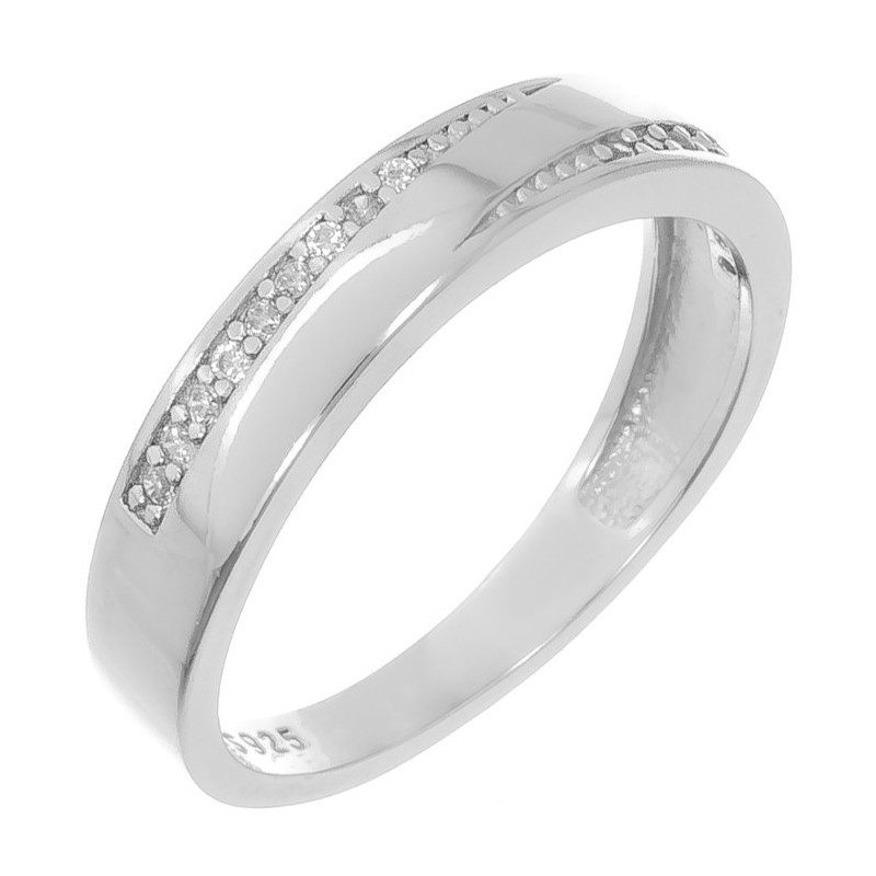 Stříbrný prsten - čiré kulaté zirkony