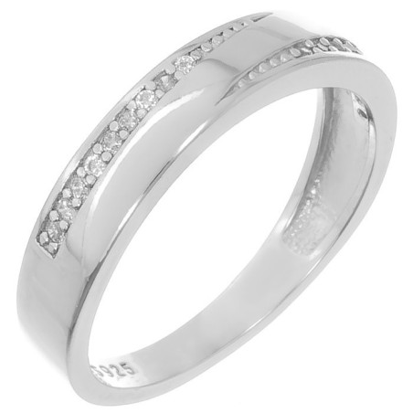 Stříbrný prsten - čiré kulaté zirkony