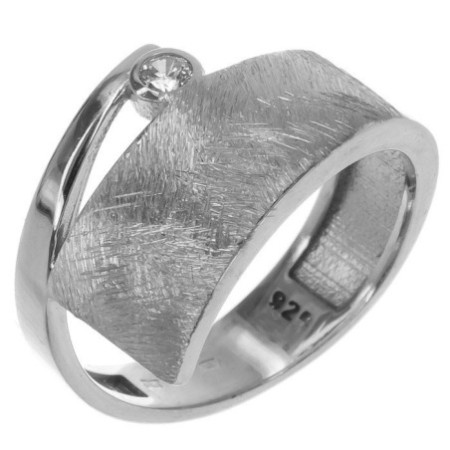 Stříbrný prsten - čirý kulatý zirkon