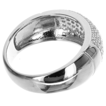 Stříbrný prsten - čiré kulaté zirkony