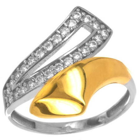 Kombinovaný stříbrný prsten - čiré kulaté zirkony