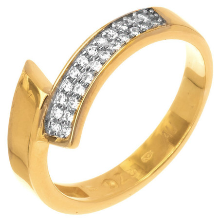 Pozlacený stříbrný prsten - čiré kulaté zirkony