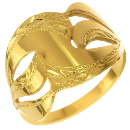 Pozlacený stříbrný prsten - s ručním gravírem