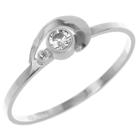 Stříbrný prsten - čirý kulatý zirkon