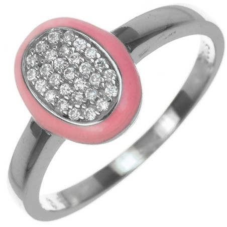 Stříbrný prsten - glazura, čiré kulaté zirkony