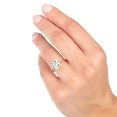 Pozlacený stříbrný prsten - čirý kulatý zirkon
