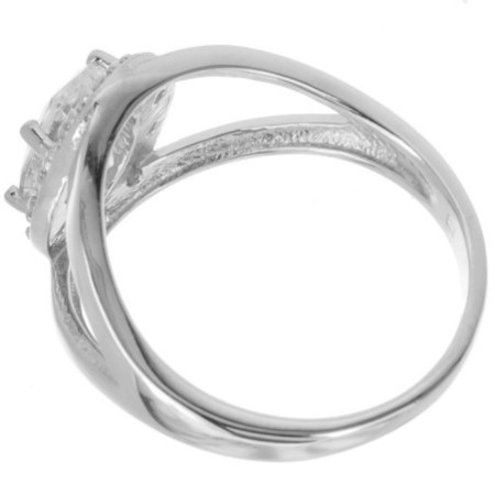 Stříbrný prsten - čirý oválný zirkon, čiré kulaté zirkony