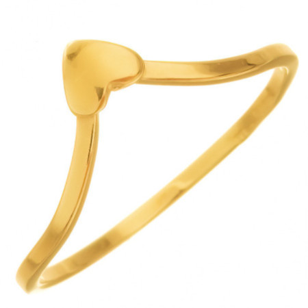 Pozlacený stříbrný prsten - srdíčko