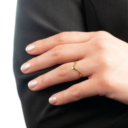 Pozlacený stříbrný prsten - srdíčko