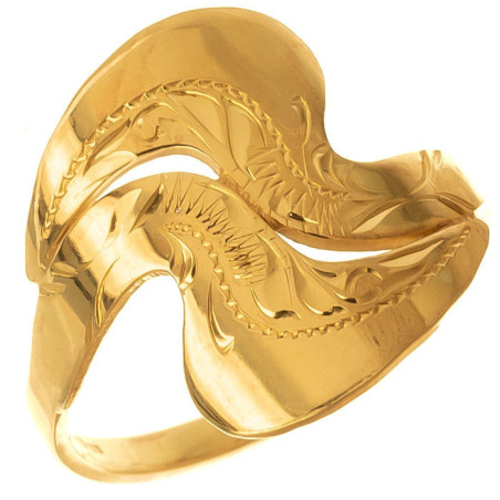 Pozlacený stříbrný prsten - s ručním gravírem