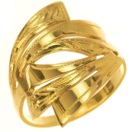 Pozlacený stříbrný prsten - s ručním gravírem