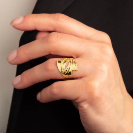 Pozlacený stříbrný prsten - s ručním gravírem