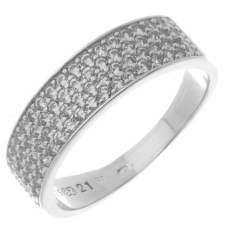 Stříbrný prsten - čiré kulaté zirkony