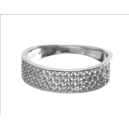 Stříbrný prsten - čiré kulaté zirkony