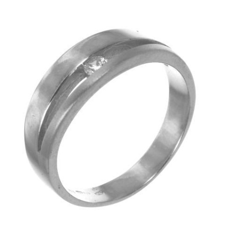 Stříbrný prsten - čirý kulatý zirkon