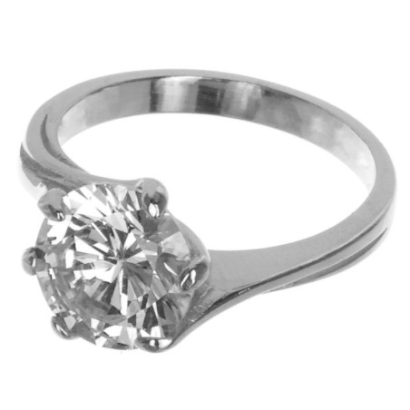 Stříbrný prsten - čirý kulatý zirkon