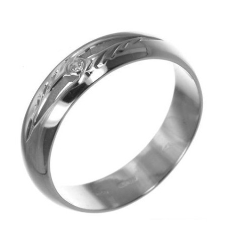 Stříbrný prsten - obroučka, čirý kulatý zirkon