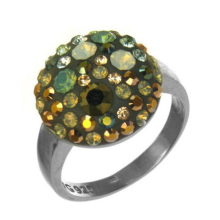 Stříbrný prsten - barevné křišťály Swarovski