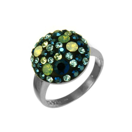 Stříbrný prsten - barevné křišťály Swarovski