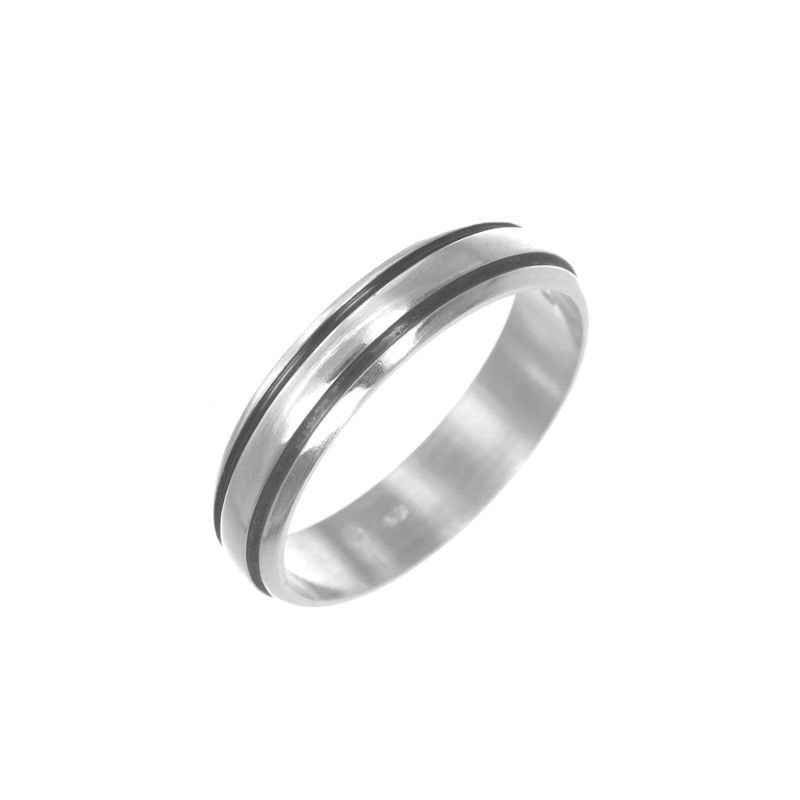 Stříbrný prsten - obroučka, černá glazura