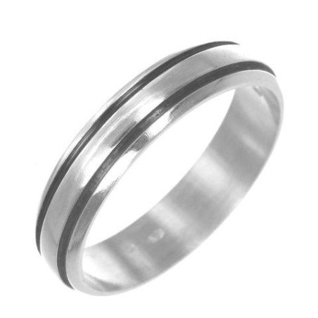 Stříbrný prsten - obroučka, černá glazura