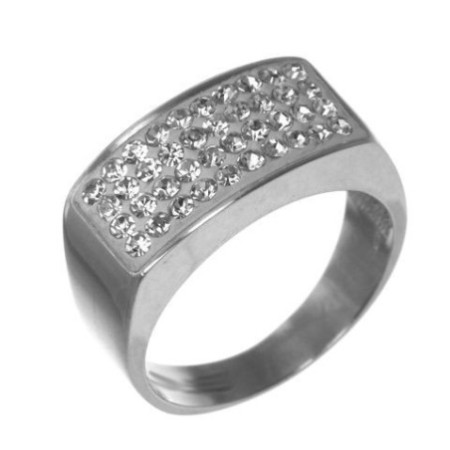 Stříbrný prsten - čiré křišťály Swarovski
