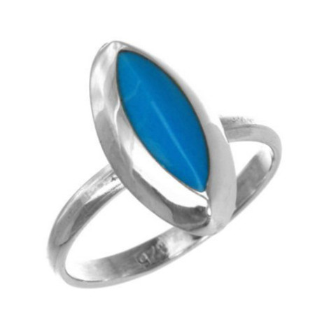 Stříbrný prsten - modrý tyrkenit v tvare zrnka