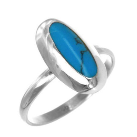 Stříbrný prsten - modrý oválny tyrkenit