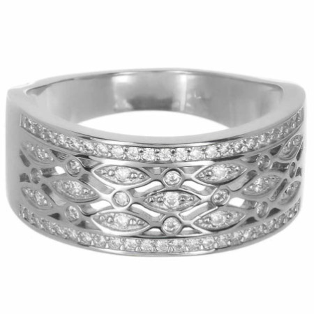 Stříbrný prsten - čiré kulaté zirkony