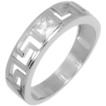 Stříbrný prsten - čirý zirkon ve tvaru čtverce