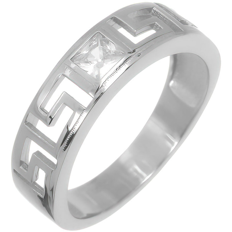 Stříbrný prsten - čirý zirkon ve tvaru čtverce