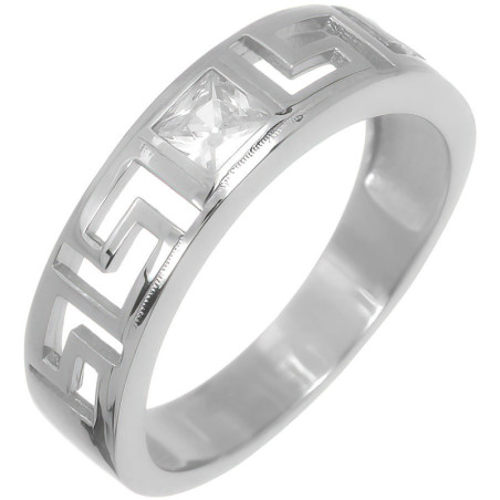 Stříbrný prsten - čirý zirkon ve tvaru čtverce