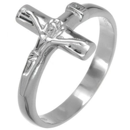 Stříbrný prsten - křížek s Ježíšem