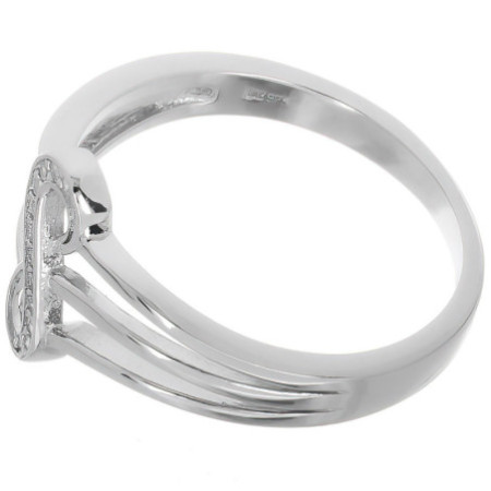 Stříbrný prsten - nekonečno, čiré kulaté zirkony