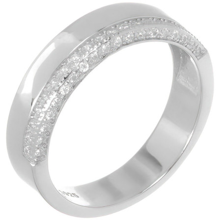 Stříbrný prsten - čiré kulaté zirkony