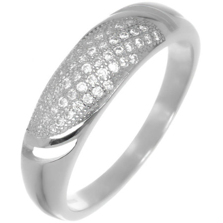 Stříbrný prsten - čiré kulaté zirkony