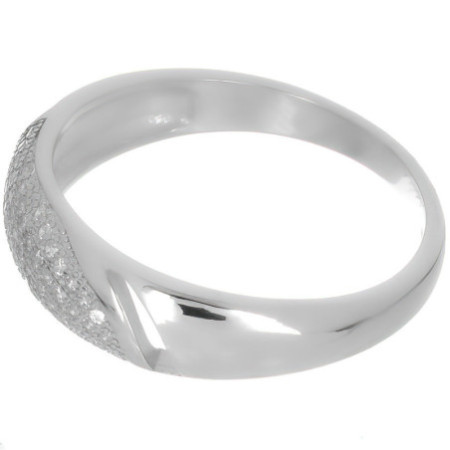 Stříbrný prsten - čiré kulaté zirkony