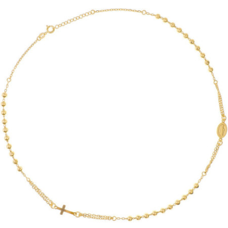 Pozlacený stříbrný náhrdelník - růženec, 3 desítky, křížek, Zázračná medailka, délka 45 až 48 cm