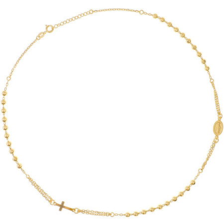 Pozlacený stříbrný náhrdelník - růženec, 3 desítky, křížek, Zázračná medailka, délka 44 až 47 cm