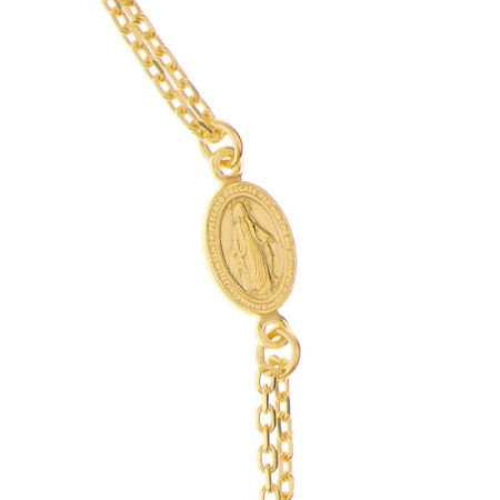 Pozlacený stříbrný náhrdelník - růženec, 3 desítky, křížek, Zázračná medailka, délka 44 až 47 cm