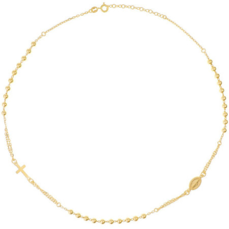 Pozlacený stříbrný náhrdelník - růženec, 3 desítky, křížek, Zázračná medailka, délka 45 až 49 cm