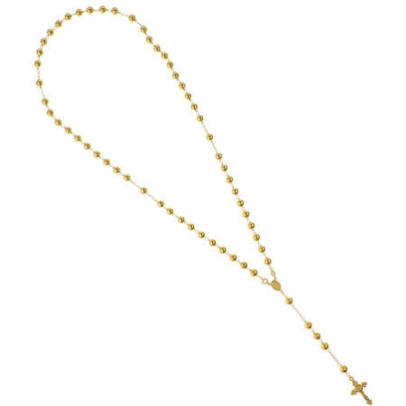 Pozlacený stříbrný náhrdelník - růženec, 5 desátků, křížek s Ježíšem, Zázračná medailka, délka 75 cm