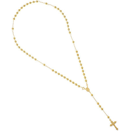 Pozlacený stříbrný náhrdelník - růženec, 5 desátků, křížek s Ježíšem, Zázračná medailka, délka 60 cm