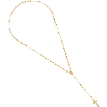 Pozlacený stříbrný náhrdelník - růženec, 5 desátků, křížek s Ježíšem, Zázračná medailka, délka 59 cm
