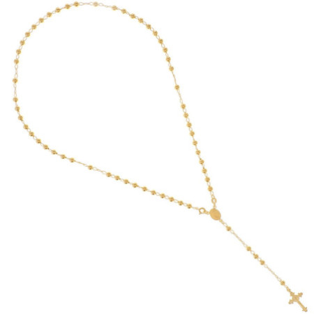 Pozlacený stříbrný náhrdelník - růženec, 5 desátků, křížek s Ježíšem, Zázračná medailka, délka 53 cm