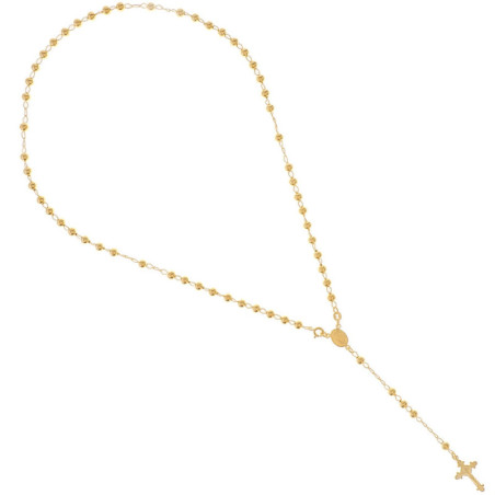 Pozlacený stříbrný náhrdelník - růženec, 5 desátků, křížek s Ježíšem, Zázračná medailka, délka 53 cm