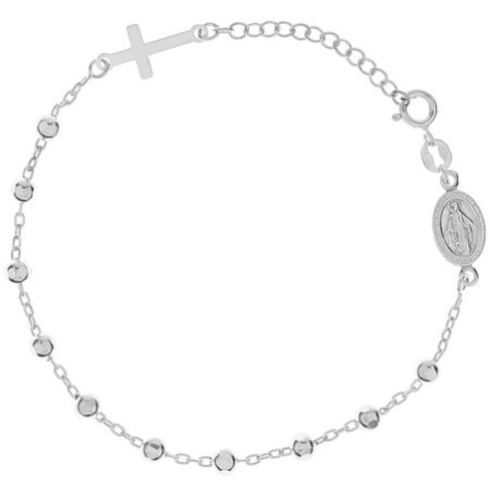 Stříbrný náramek růženec - 1 desítek, křížek, Zázračná medailka, délka 18 až 21 cm